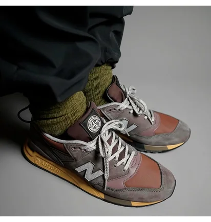Кроссовки мужские New Balance 998 Miusa Stone Island Raso Gommato Brown U998PR