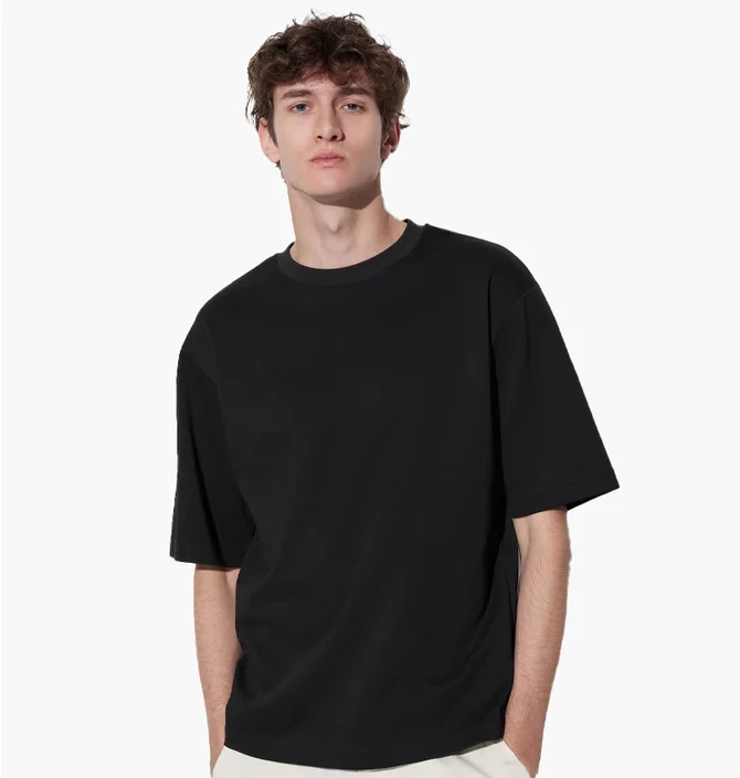 Футболка унісекс Uniqlo Airism Cotton Oversized Crew Neck Half-Sleeve T-Shirt Black 465185-09