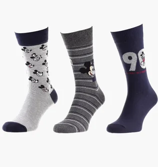 Носки детские Disney Mickey 90 Years Of Imagination/Tete Mickey + 90 An Blue/Grey (3 пары) 93154162-2