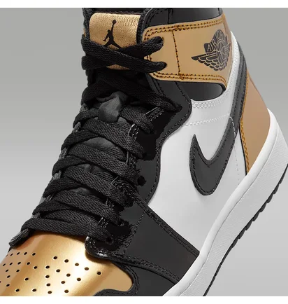 Кроссовки мужские Air Jordan 1 Retro High Golf Patent Gold Toe Black/Gold DQ0660-002