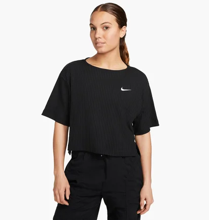 Футболка жіноча Nike Sportswear WomenS Ribbed Jersey Short-Sleeve Top Black DV7870-010
