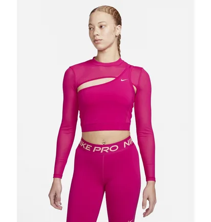 Топ женский Nike Pro Long-Sleeve Cropped Top Pink FB5683-615