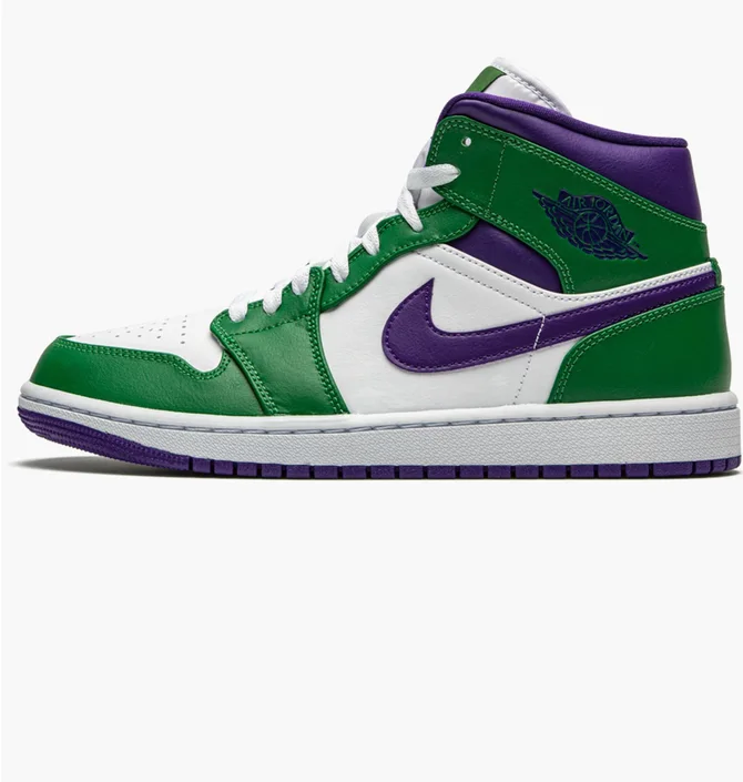 Кроссовки мужские Air Jordan 1 Mid White/Green 554724-300
