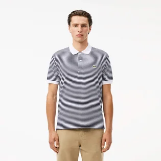 Поло чоловіче Lacoste Classic Fit L.12.12 Striped Petit Piqué Polo Black/White PH9753-51-522