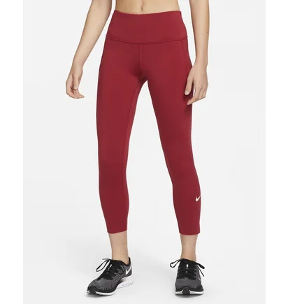 Леггинсы женские Nike Womens Mid-Rise Crop Pocket Running Leggings Red Cn8043-615