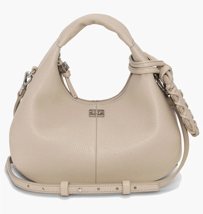 Сумка жіноча GANNI Light Grey Mini Hobo Bag Beige A6978