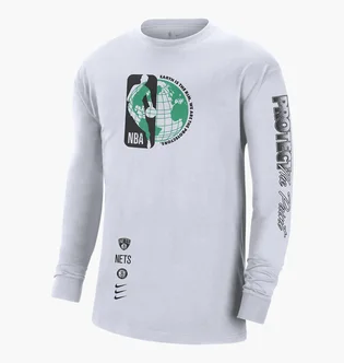 Лонгслив мужской Nike T-Shirt Nba Max90 Brooklyn Nets Courtside White DV6836-100