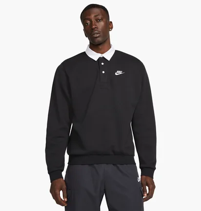 Кофта мужская Nike Club Fleece MenS Brushed-Back Long-Sleeve Polo Black DX0537-010