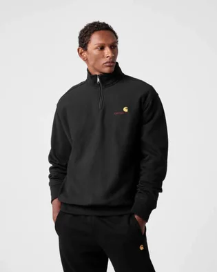 Свитшот мужской Carhartt Wip American Script Half Zip Sweatshirt Black I027014-89XX