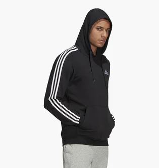 Худи мужское Adidas Essentials French Terry 3-Stripes Hoodie Black GK9062