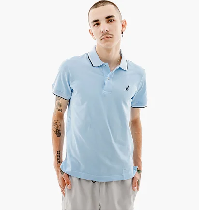 Поло мужское AUSTRALIAN 2-Stripe Pique Polo S-Fit Light Blue LSUPO0004-440