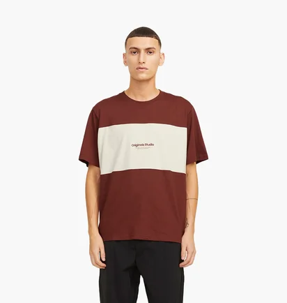 Футболка чоловіча Jack & Jones Jorvester Block Brown 12277742-BRANDYBROWN-ANTI