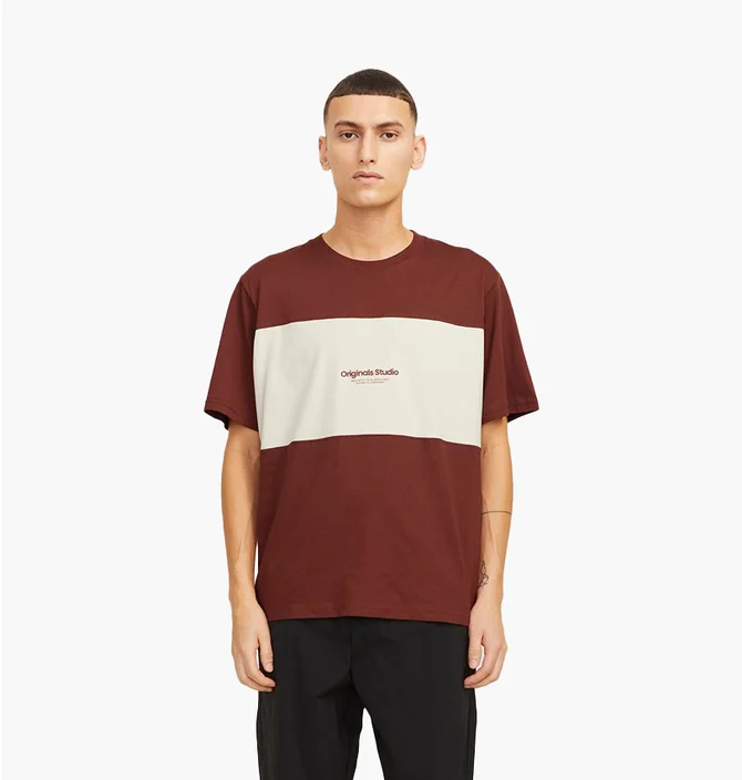 Футболка чоловіча Jack & Jones Jorvester Block Brown 12277742-BRANDYBROWN-ANTI