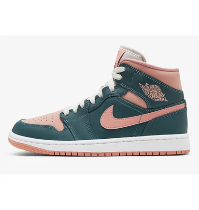 Кроссовки женские Air Jordan 1 Mid Green/Pink Bq6472-308