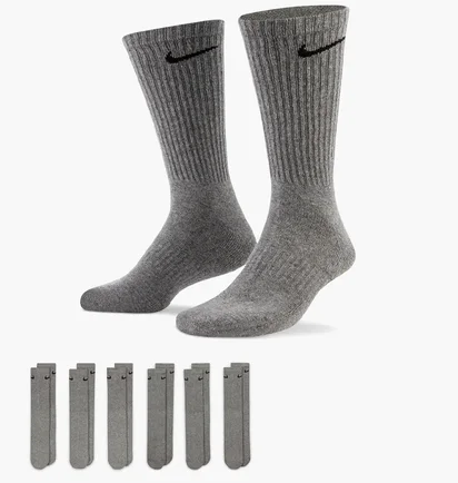Носки унисекс Nike U Nk Everyday Cush Crw (6 пар) 132 Grey Sx7666-064