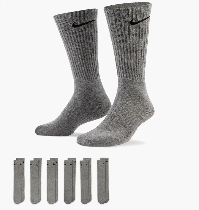 Носки унисекс Nike U Nk Everyday Cush Crw (6 пар) 132 Grey Sx7666-064