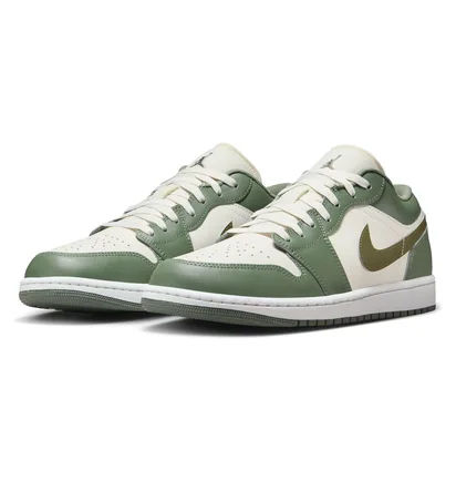 Кроссовки мужские Air jordan 1 Low MenS Shoes Green/White 553558-300