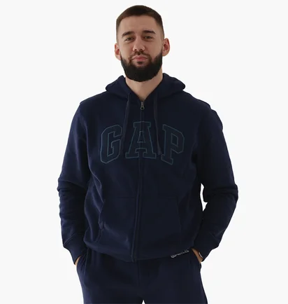 Толстовка чоловіча Gap Logo Zip Hoodie Tapestry Navy 218871561