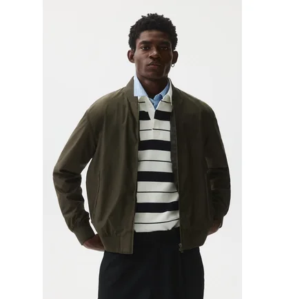 Бомбер мужской H&M Regular Fit Olive 1293696002