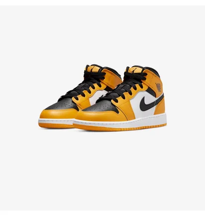 Кроссовки детские Nike Air Jordan 1 Mid Taxi (Gs) Yellow/White 554725-701