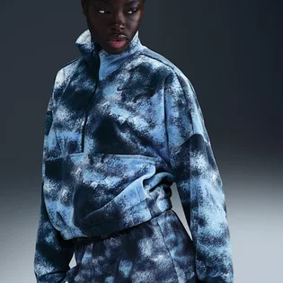 Кофта женская Nike One Therma-Fit Oversized 1/2-Zip Fleece Printed Top Camo/Blue FZ6969-478