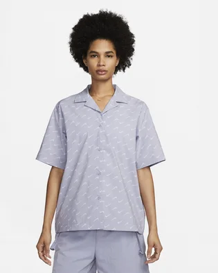 Рубашка женская Nike Sportswear Everyday Modern Woven Short-Sleeve Top Violet DV7930-519