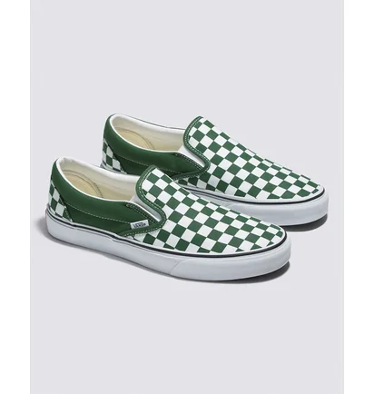 Кеды унисекс Vans Checkerboard Classic Slip-On Shoe White/Green VN0A7Q5D6QU