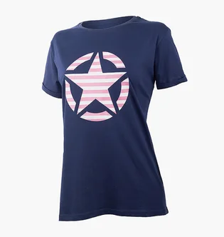 Футболка жіноча Jeep T-Shirt Oversize Star Striped Print Turn Blue O102613-A184