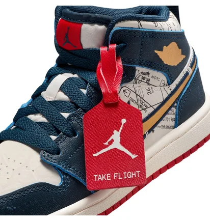 Кроссовки детские Air Jordan 1 Mid Se Ps Beige/Blue FN1352-400