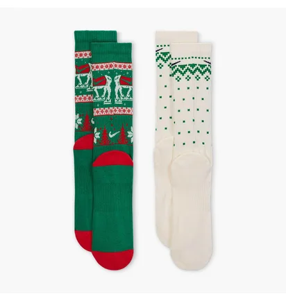 Носки Nike Everyday Plush Cushioned Winter Wonderland (2 пары) Green/White HV6939-901