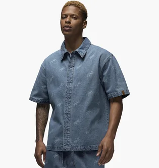 Рубашка мужская Air Jordan Flight Heritage Denim Short Sleeve Shirt Blue FN4653-436