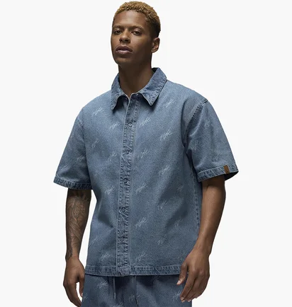 Рубашка мужская Air Jordan Flight Heritage Denim Short Sleeve Shirt Blue FN4653-436