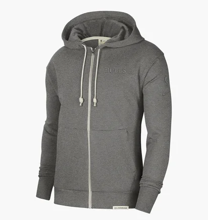 Толстовка чоловіча Nike Nba Chicago Bulls Standard Issue Full Zip Dri-Fit Hoodie Grey CN3140-063