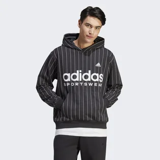 Худи мужское Adidas Pinstripe Fleece Hoodie Black Ib8381