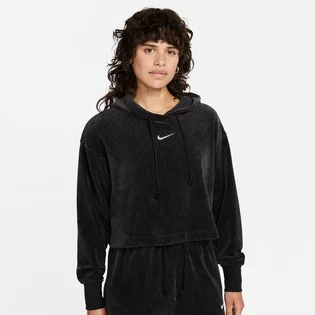 Худи женское Nike Sportswear WomenS Velour Cropped Pullover Hoodie Black DQ5927-010