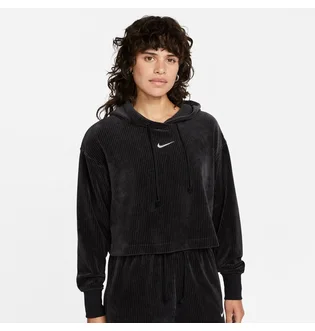 Худи женское Nike Sportswear WomenS Velour Cropped Pullover Hoodie Black DQ5927-010