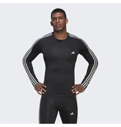 Лонгслів чоловічий Adidas Techfit 3-Stripes Training Long Sleeve Tee Black Hd3532