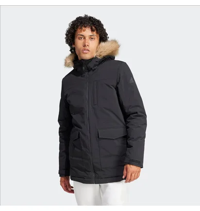 Парка мужская Adidas Hooded Fur Parka Black IK0553
