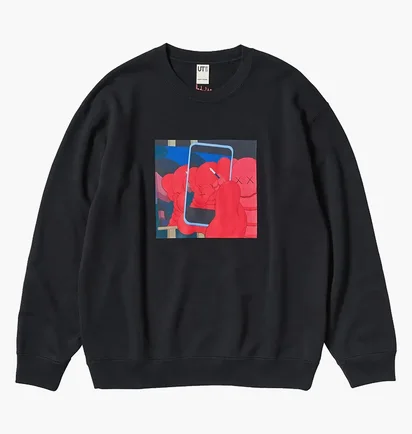 Свитшот унисекс Uniqlo Kaws Warhol Graphic Sweatshirt Black E476119-000