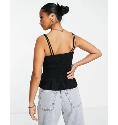 Топ жіночий ASOS Petite Shirred Cami Top Black 115934914
