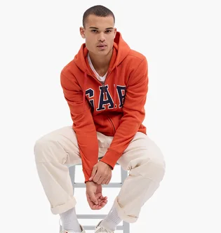 Худи мужское Gap Logo Zip Hoodie Orange 546879421