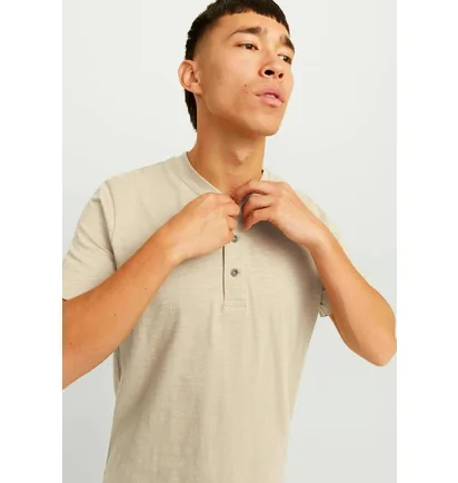 Футболка чоловіча Jack & Jones Jprblunixs Henley Ss Beige 12257965-SAND