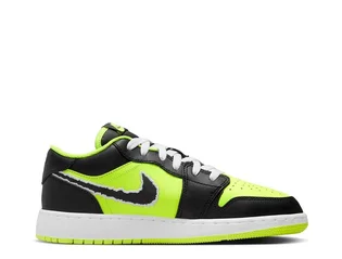 Кроссовки детские Air Jordan 1 Low Se Black Cat Volt Black/Green DX6666-701