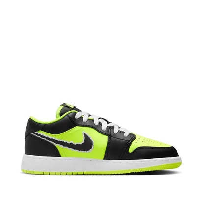 Кроссовки детские Air Jordan 1 Low Se Black Cat Volt Black/Green DX6666-701