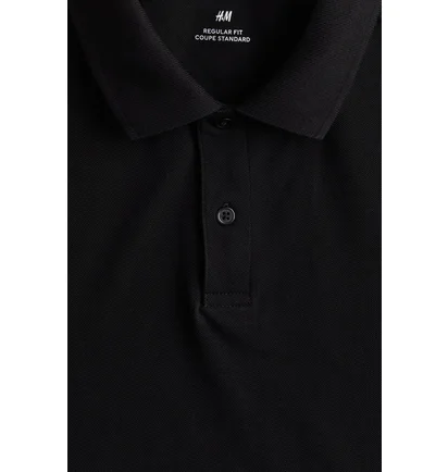 Поло мужское H&M Regular Fit Black 1209183001