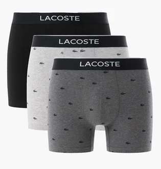 Трусы мужские Lacoste Logo Waist Trunks Black/Grey (3 шт) 6H1294-51