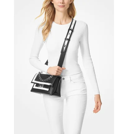 Сумка жіноча Michael Kors Cece Medium Painterly Stripe Leather Shoulder Bag Black 30S0S0EL8O-BLACK-COMBO-11631