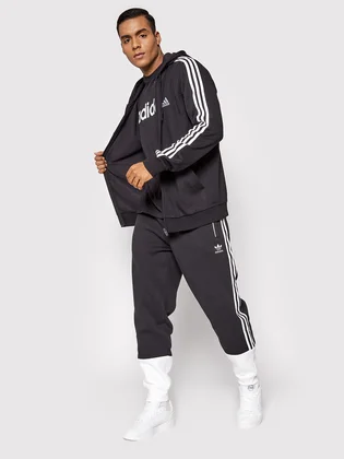 Толстовка чоловіча Adidas Essentials French Terry 3-Stripes Full-Zip Hoodie Black GK9032