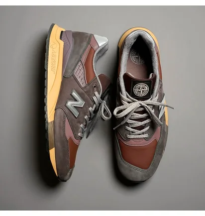 Кроссовки мужские New Balance 998 Miusa Stone Island Raso Gommato Brown U998PR