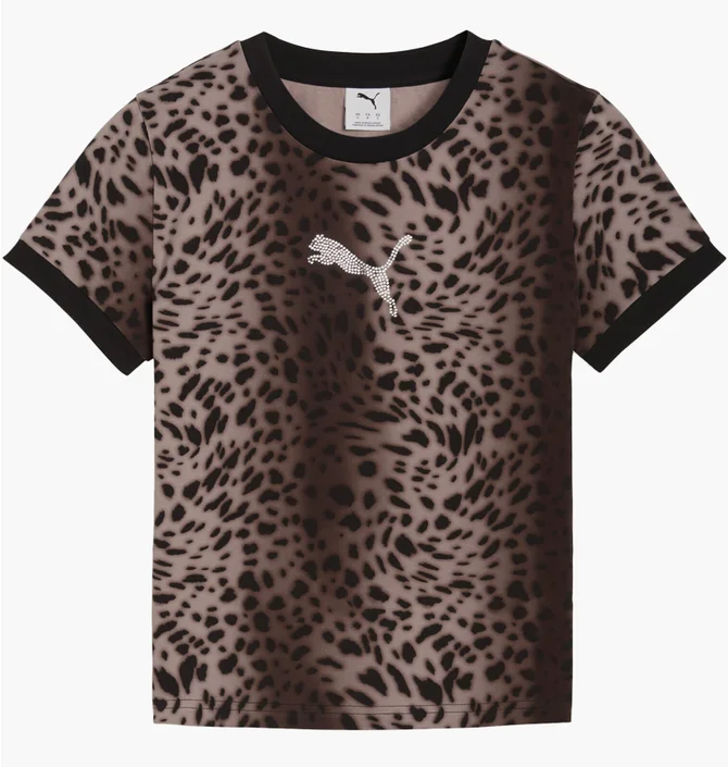 Футболка жіноча Puma Ess Graphics Leo Luxe Slim Black/Brown 634562-01